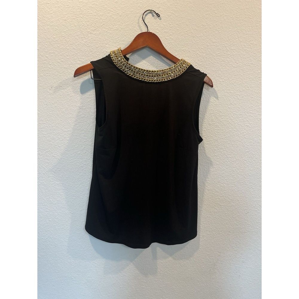 Moa Moa Black Blouse‎ W/ Jeweled Collar. Size Small